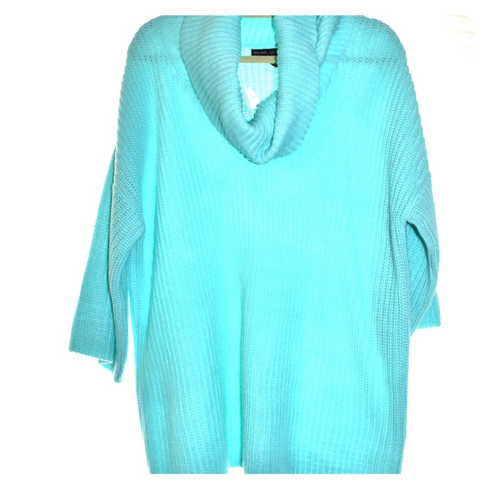 New York and company teal cowl neck sweater